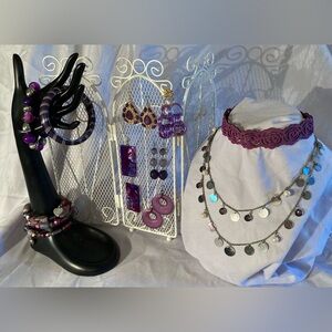 Purple Costume Jewelry Lot 10 Pieces